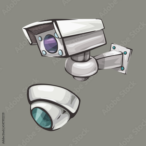surveillance camera set on gray