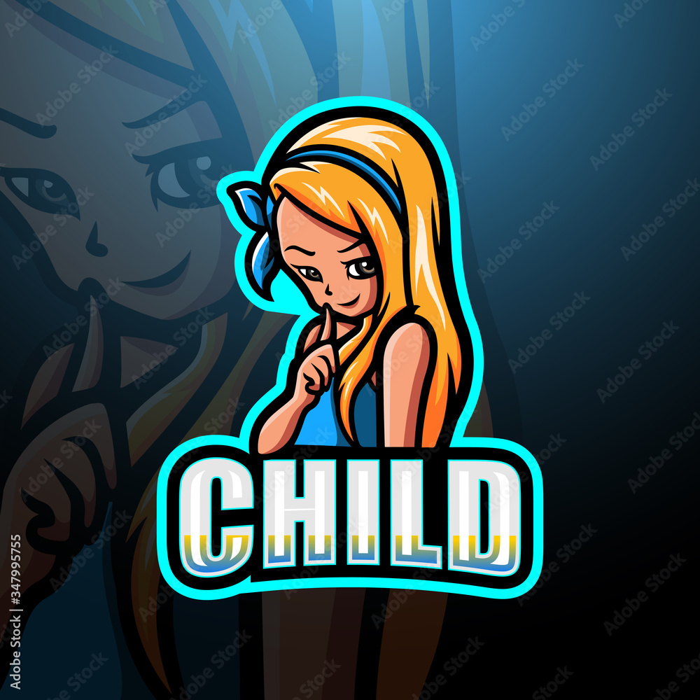 Child girl mascot esport logo design Child girl mascot esport logo design