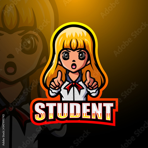 Girl student mascot logo design