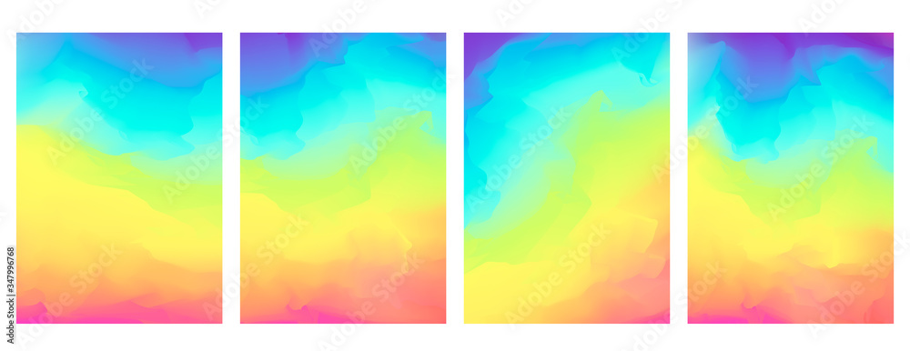 Bright vector vertical watercolor rainbow colors blurred background. Beautiful colorful abstract smooth nature landscape wallpaper in spectrum colors for web design, lgbt concept decor