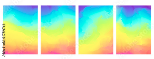 Bright vector vertical watercolor rainbow colors blurred background. Beautiful colorful abstract smooth nature landscape wallpaper in spectrum colors for web design, lgbt concept decor