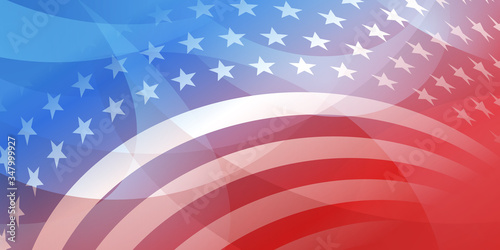 USA independence day abstract background with elements of the american flag in red and blue colors