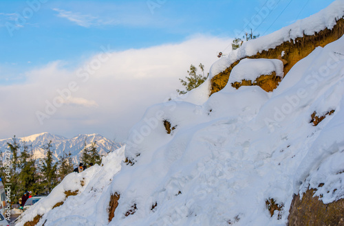 Natural winter background with fresh snow texture at Nathatop, Patnitop Jammu
 photo