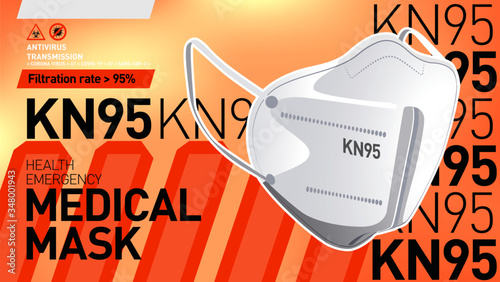 Medical Mask, n95, kn95, covid-19, coronavirus, sars-cov-2, quarantine.Vector illustration isolated, icon for web design, social media, packaging, print.