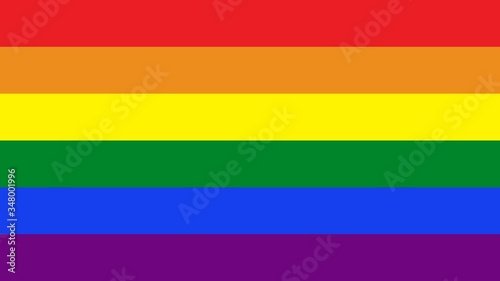 Animation of Gay  flag appearing  on black background Rainbow flag. Pride symbol. Gay flag or LGBT  is formed  from small particles