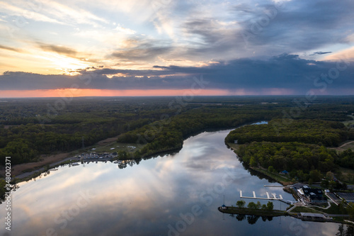 Aerial Sunrise Mercer County Park 