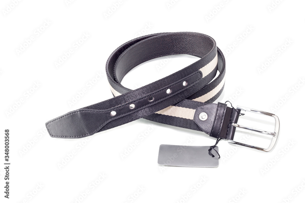 The men's black belt close-up The men's black belt close-up