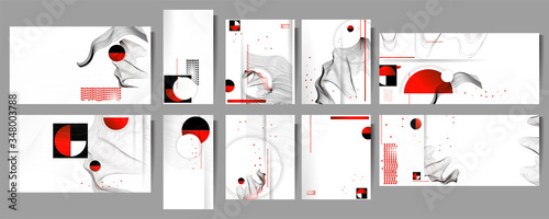 Art Poster design Japanese style templates set invitations to lines abstract background for book cover texture brochure