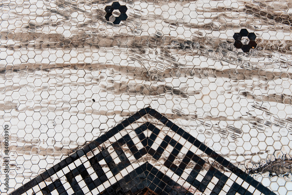 Historical tile mosaic in downtown Pawhuska, Oklahoma. Located within
