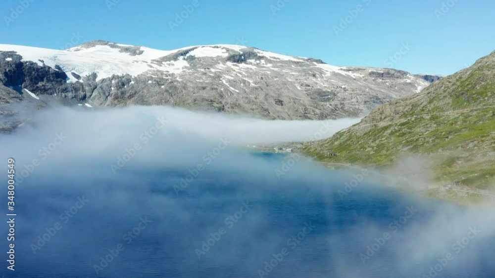 Flight over Djupvatnet lake near Dalsnibba in Norway Flight over Djupvatnet lake near Dalsnibba in Norway