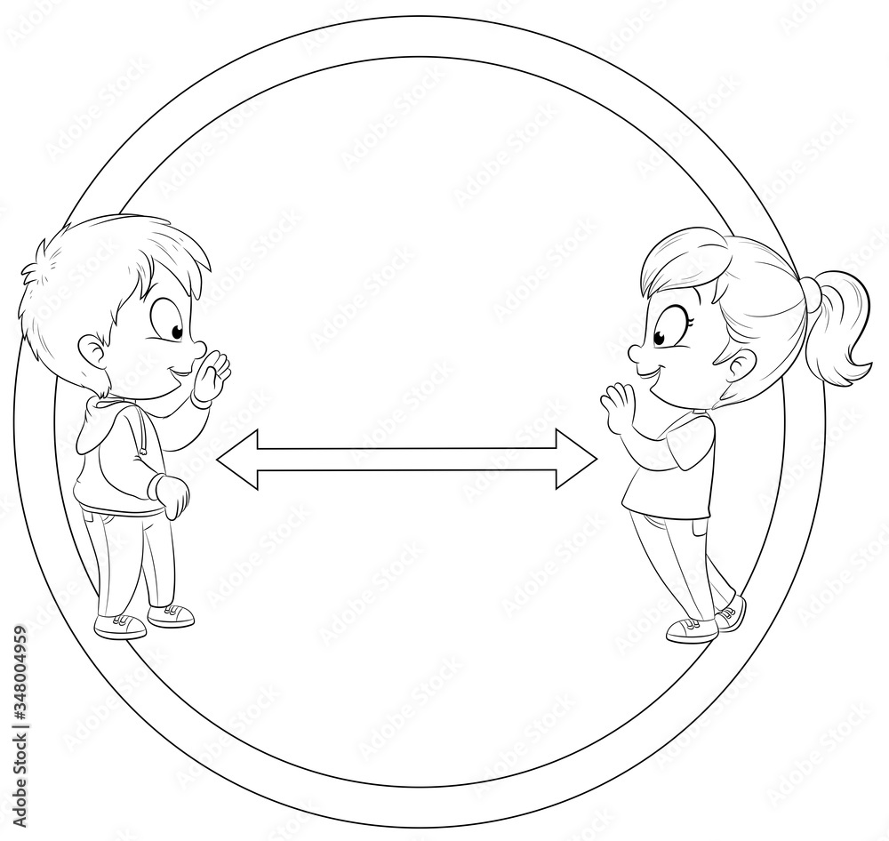 Kinder Halten Abstand Zueinander Vektor Illustration Stock kinder-halten-abstand-zueinander-vektor-illustration-stock