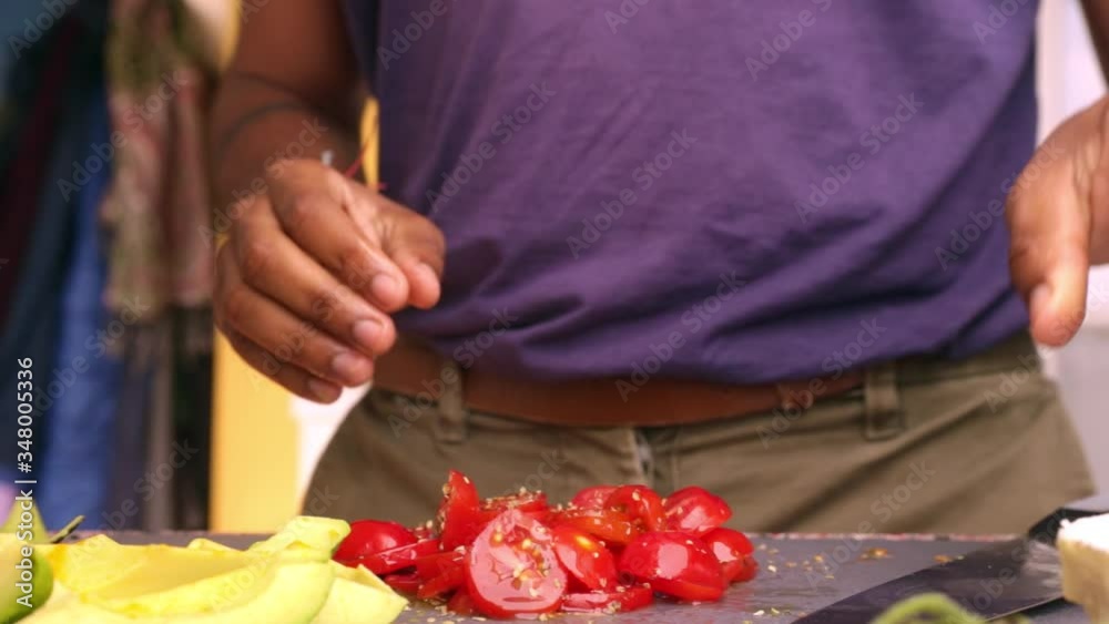 Person preparing organic food for healthy meal - 15 sec