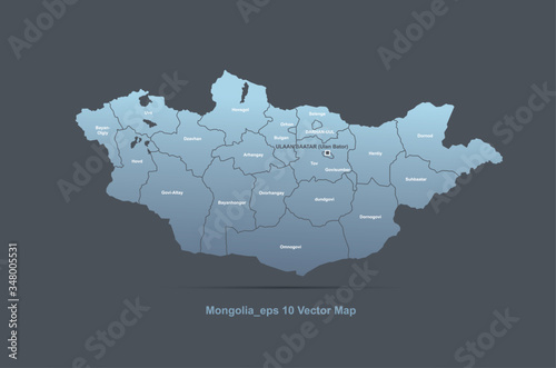 mongolia map. vector map of...