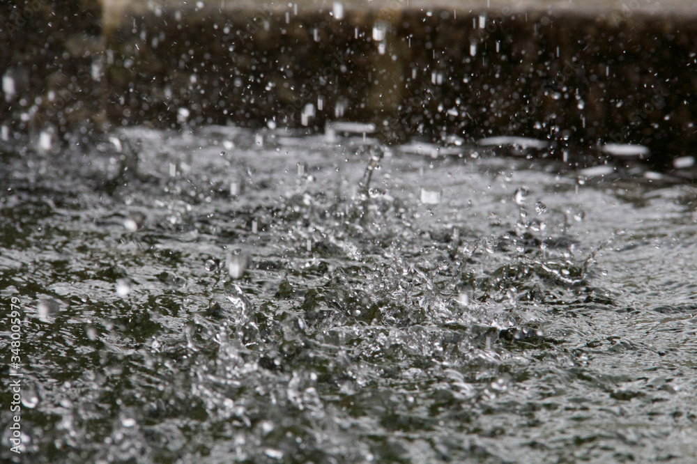Close-up Of Splashing Rain Water