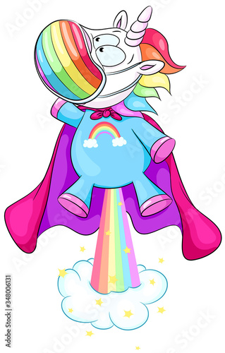 Einhorn als Superheld mit Mundschutz - Vektor Illustration