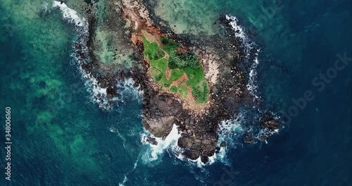 MIRISSA, SRI LANKA. The view of the island in Mirissa. Shot from the sky