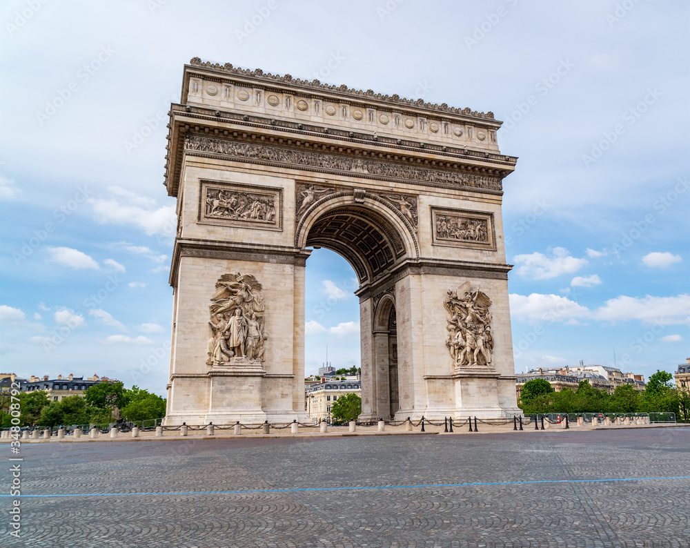Deserted Arc de Triomphe during Coronavirus Lockdown in Paris.