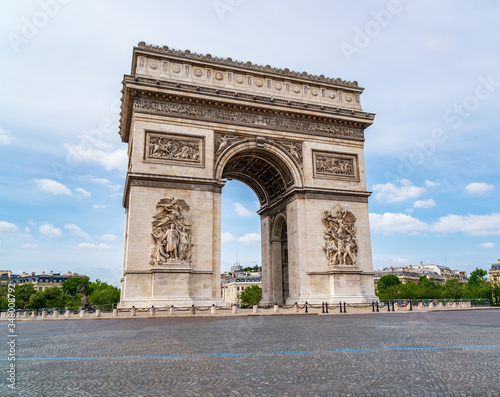Deserted Arc de Triomphe during Coronavirus Lockdown in Paris. © UlyssePixel