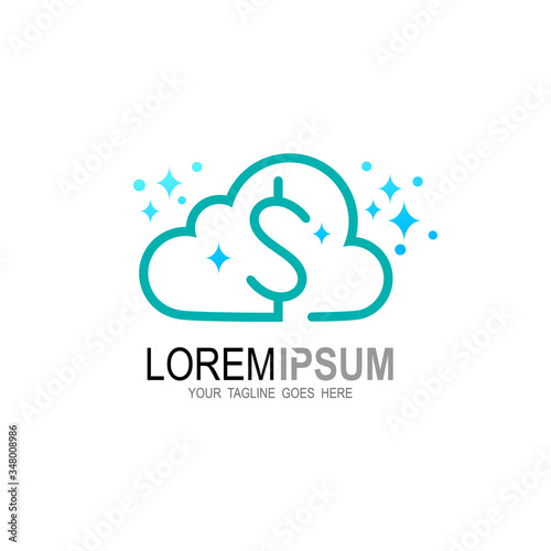 Cloud money business finance company logo template, Money icons symbol