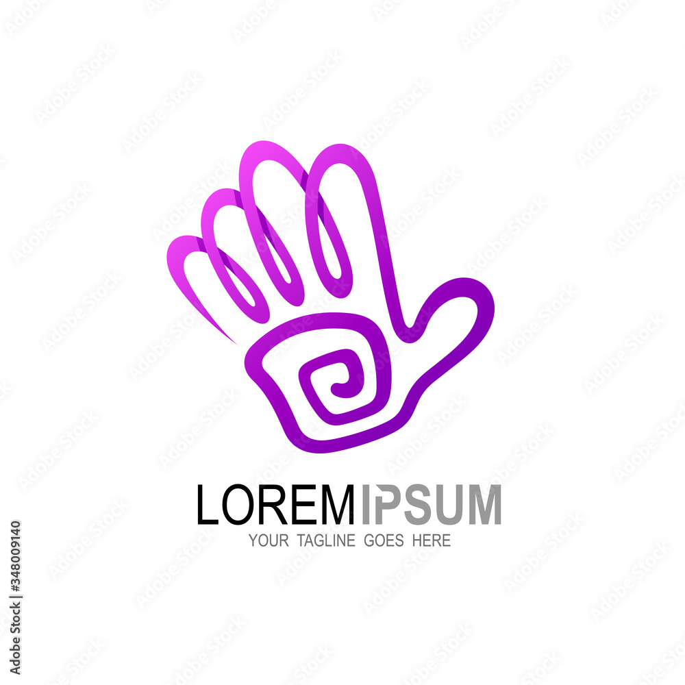 Hand logo with line design abstract, Simple icons Hand logo with line design abstract, Simple icons