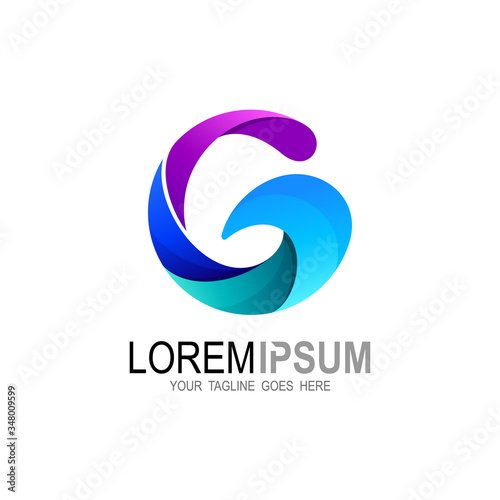 Letter g logo with wave, 3d logo design vector