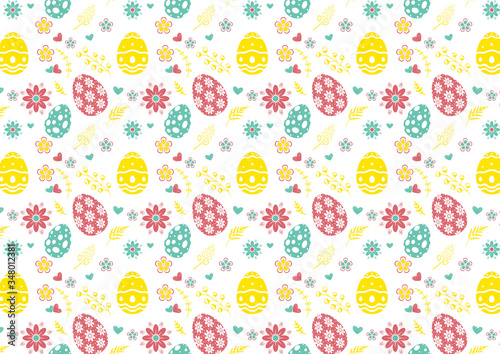 Seamless pattern on colorful Easter egg background