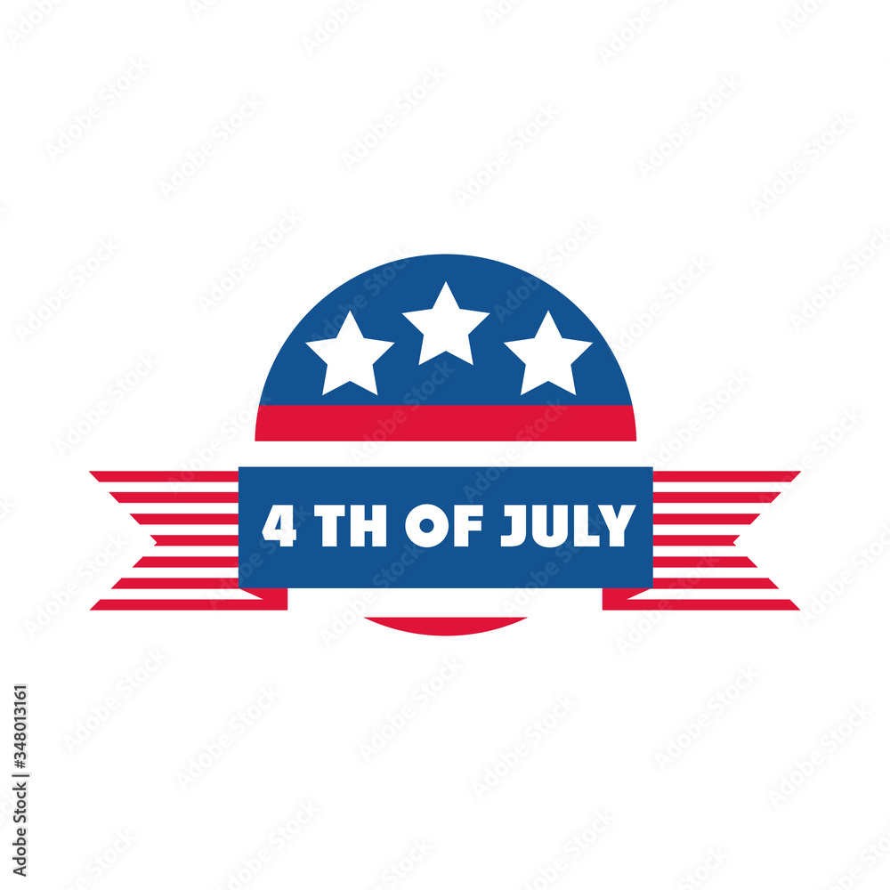 4th of july independence day, american democracy celebration badge flat style icon