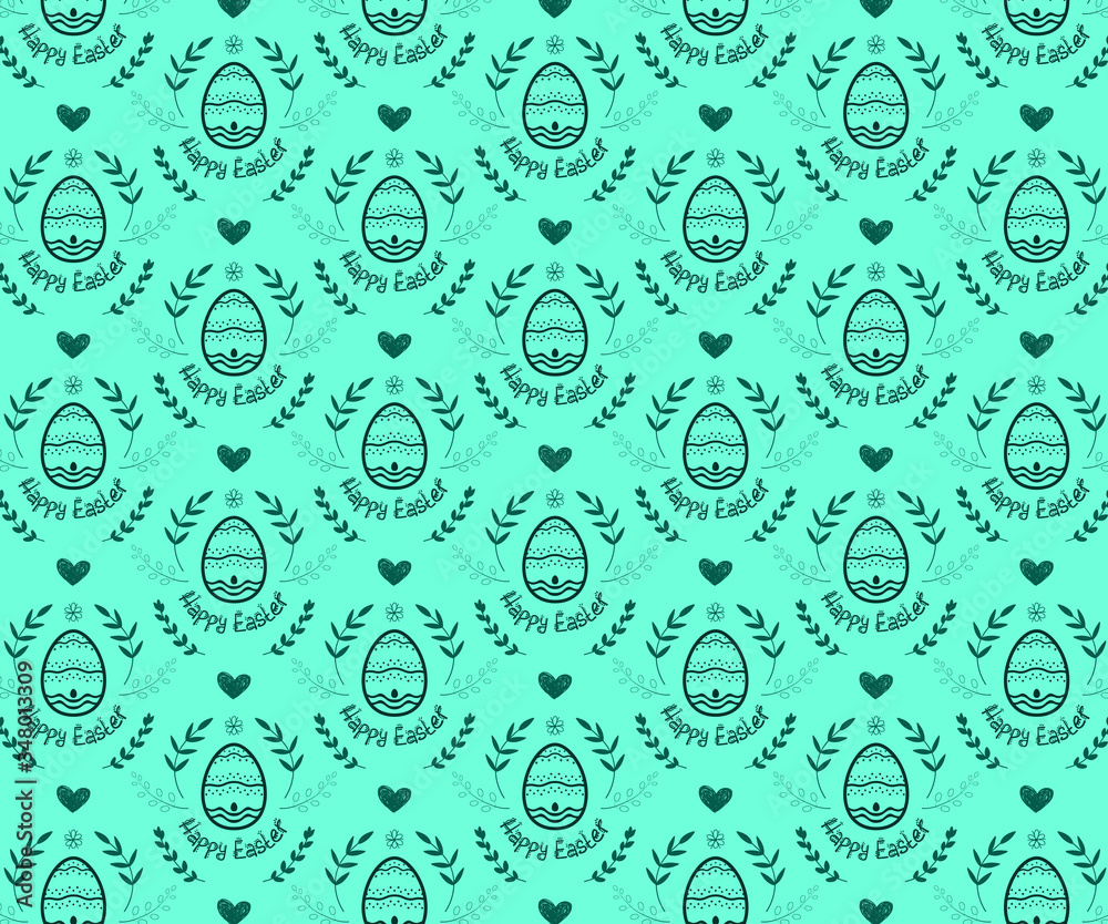 Seamless pattern on Easter egg background