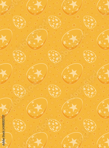Easter eggs of seamless pattern on orange background