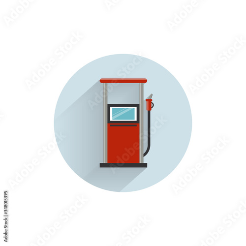 Gasoline pump nozzle sign. Gas stationcolorful flat icon with long shadow. Gasoline pump flat icon photo