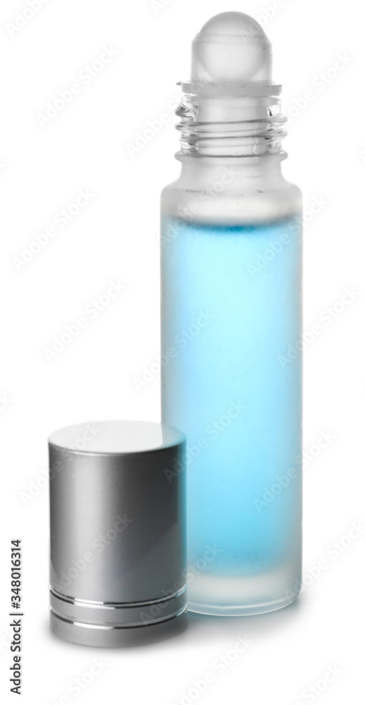 Bottle of roll-on perfume on white background Bottle of roll-on perfume on white background