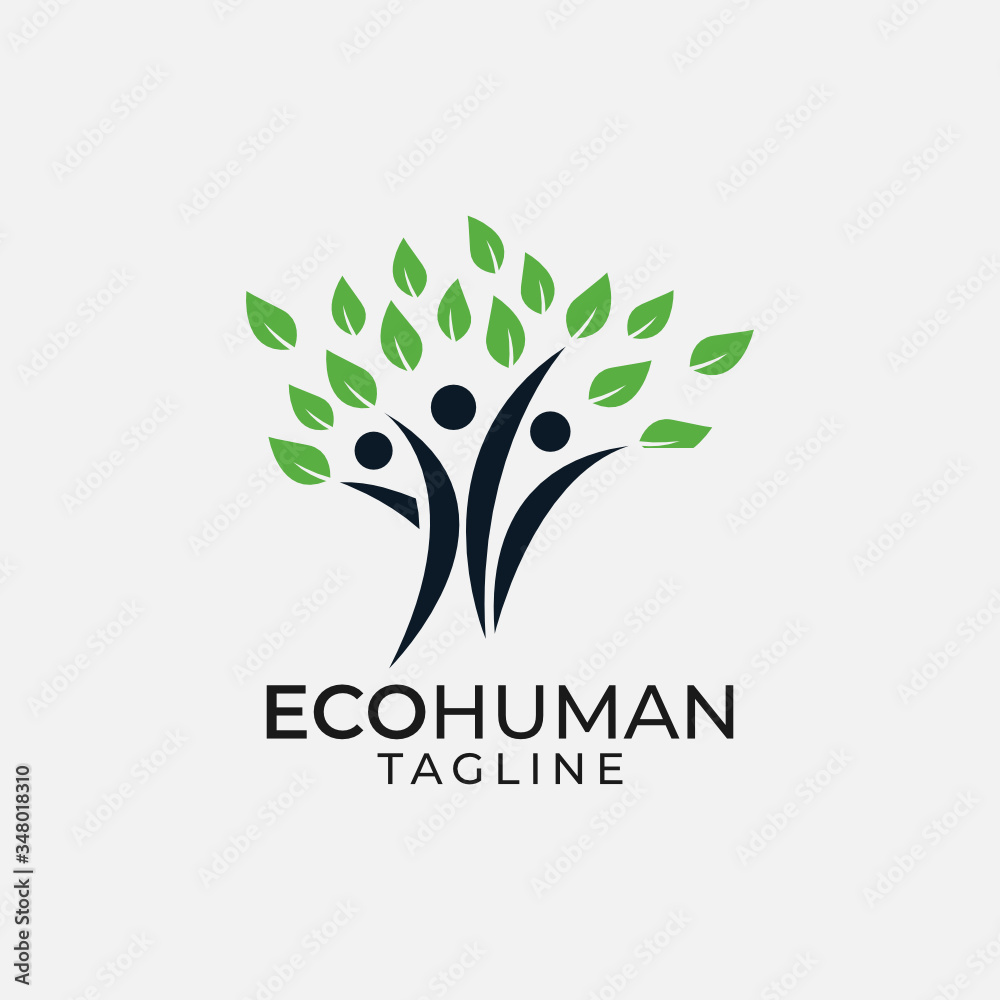 Obraz premium Abstract eco human tree logo design vector template