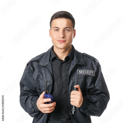 Male security guard with fl...