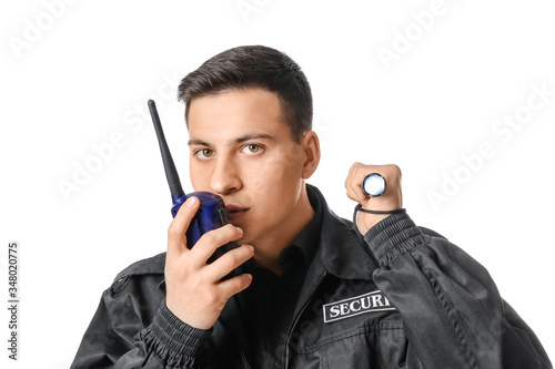 Male security guard with fl...