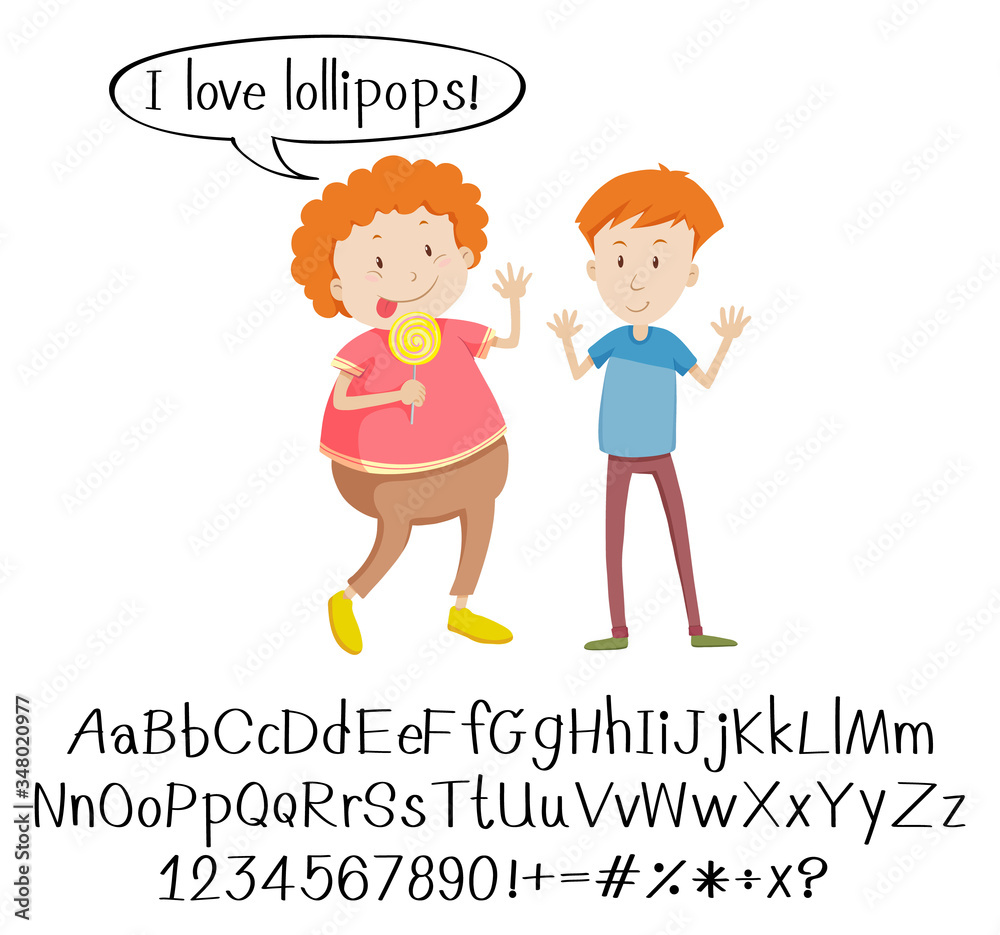 English phrase with people in actions on white background English phrase with people in actions on white background