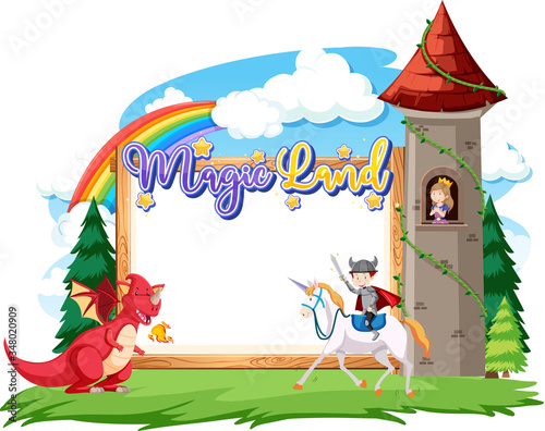 Border template design with dragon and knight