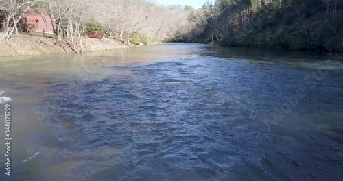 4K drone footage of the Coosawatee River in Elijay Georgia USA photo