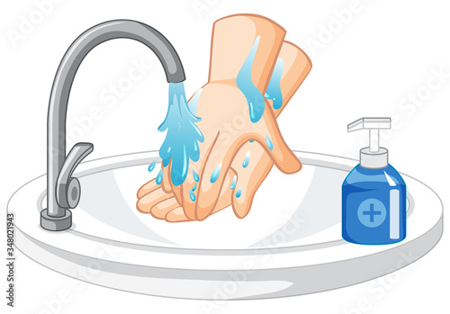 Hand cleaning on white background