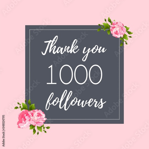 Thank you 1000 followers social media banner, post © Irina