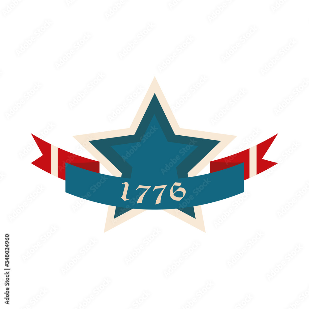 happy independence day, american commemoration national ribbon star flat style icon happy independence day, american commemoration national ribbon star flat style icon
