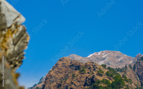 himalayan mountain range covered with the snow at patnitop a city of Jammu, Winter landscape
 photo