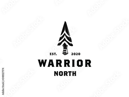 Vintage Retro Rustic Arrowhead Spear Hunting Hipster Logo Design