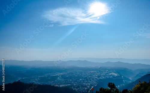beautiful city and himalayan mountain range view from mountain of vaishnodevi, patnitop and Nathatop Jammu
 photo