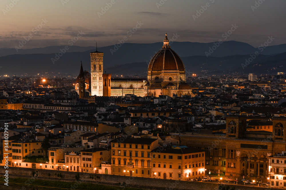 A long exposure night shot of Cathedral of Santa Maria del Fiore