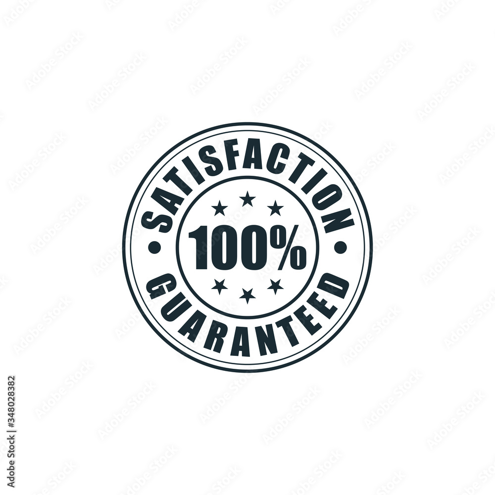 100% Money Back Guaranteed Label Design Vector Template