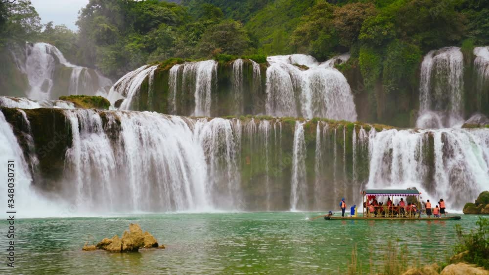 Pan of Ban Gioc Waterfall in Cao Bang, Vietnam
