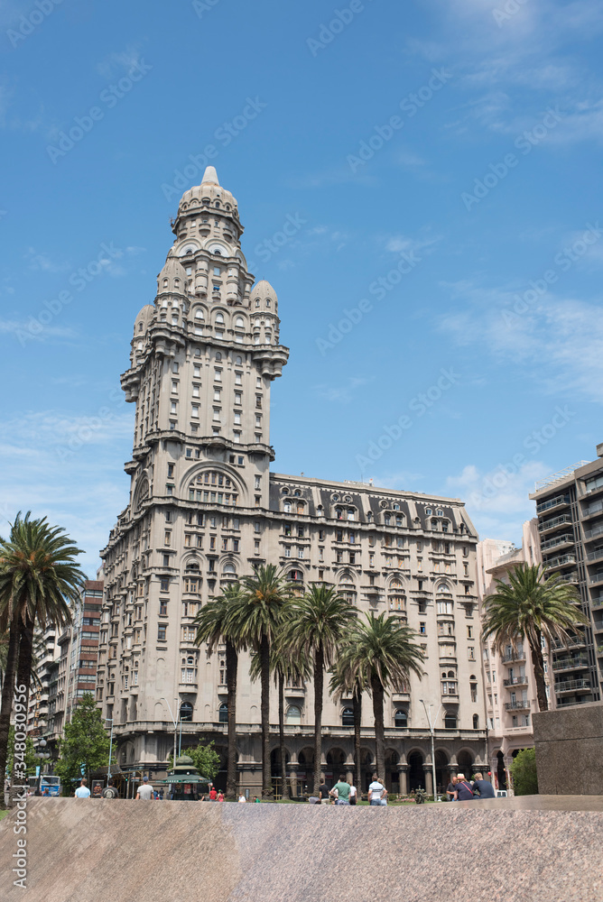 Independence Square and exterior view of the Salvo Palace, Montevideo, Uruguay