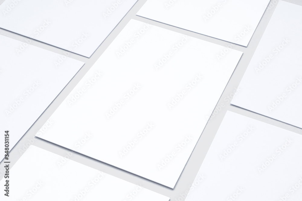 Blank business cards in checkerboard order isolated on white. 3d illustration of vertical cards . Blank business cards in checkerboard order isolated on white. 3d illustration of vertical cards .