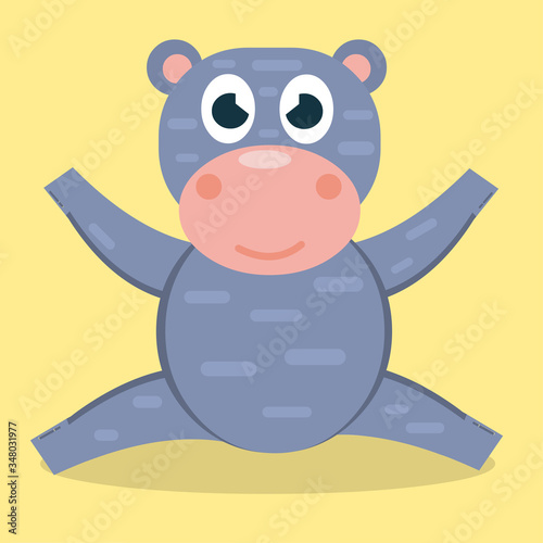 cute hippo sit down vector illustration 