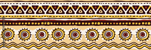 Seamless pattern, banner. Ethnic background, hand drawing, vector design.	